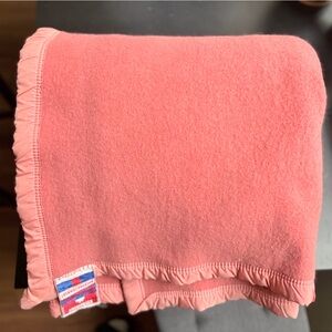 Vintage 91% Wool Thermotex Twin Size Blanket Coral/Salmon/Pink Made In Mexico